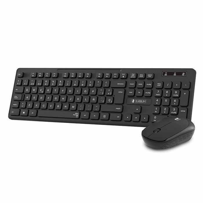 Kлаиатура с безжична мишка Subblim SUBKBC-CSSW10 Черен Испанска Qwerty QWERTY