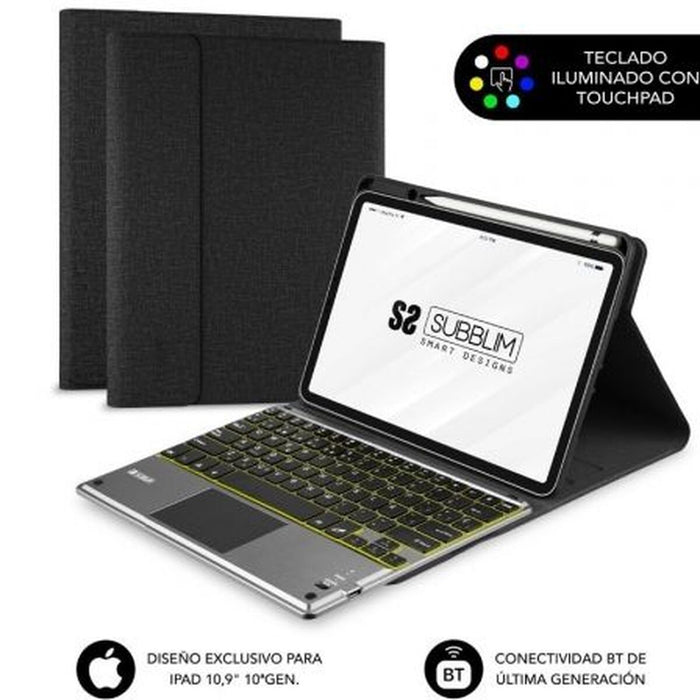 Калъф за таблет Subblim SUBKT4-BTPI03 Черен Испанска Qwerty QWERTY