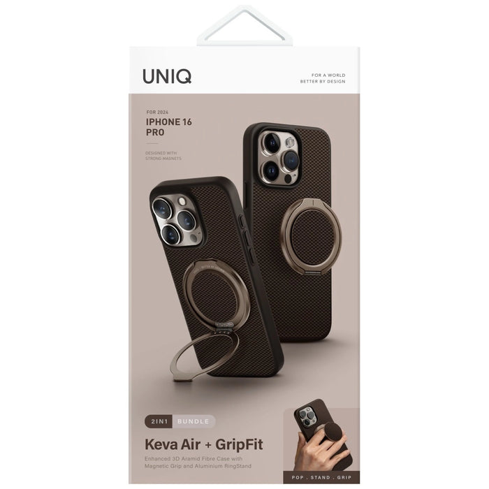 Uniq Keva Air Magclick Charging GripFit Case за iPhone 16 Pro - кафяв
