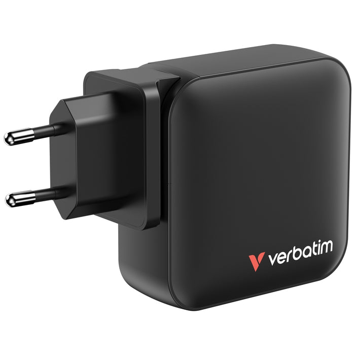 Mini GaN зарядно устройство Verbatim 165 W 4 порта за САЩ с адаптери за ЕС и Обединеното кралство
