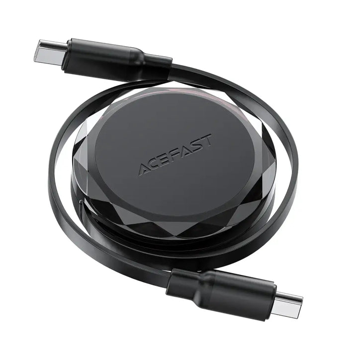 Acefast C13-03 USB-C - USB-C 60W кабел прибиращ се - черен