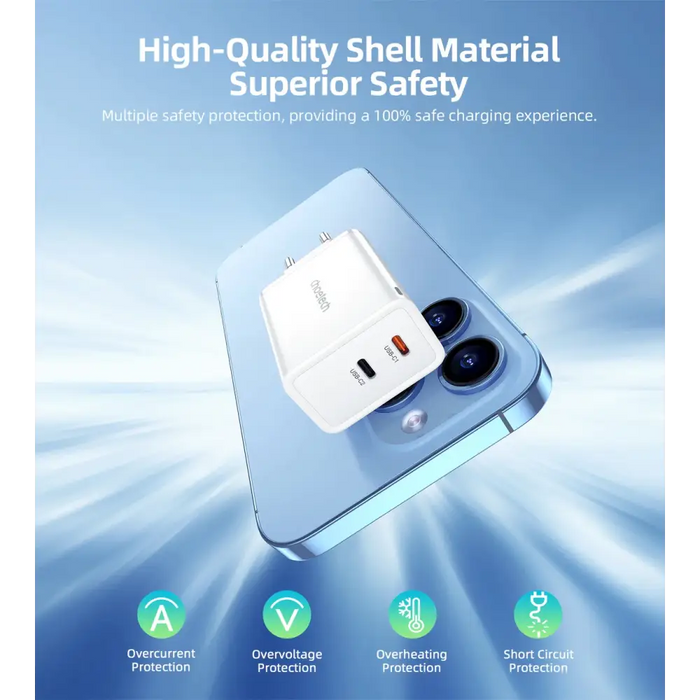 Адаптер Choetech PD6013 2x USB-C PD 65W GaN бял