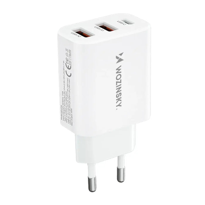 Адаптер Wozinsky CWCUCW 30W USB-C / 2x USB-A бял