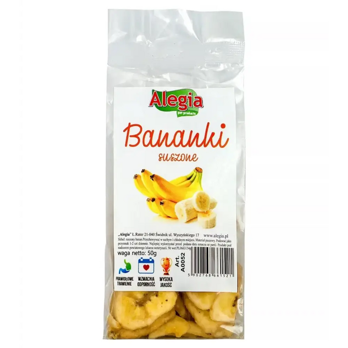 ALEGIA Сушени банани - лакомство за гризачи и зайци - 60гр