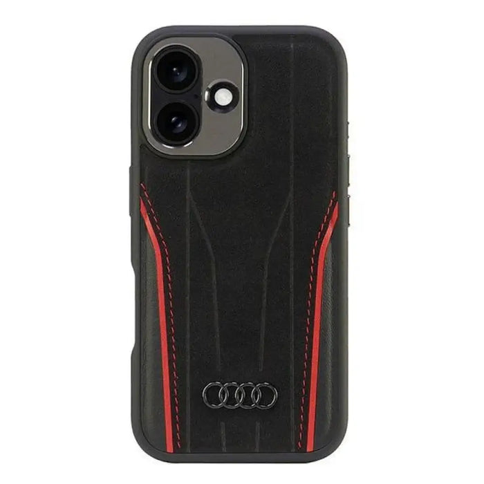 Audi Genuine Leather MagSafe iPhone 16 6.1’’ black-red