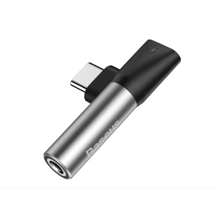 Baseus Адаптер от USB type-C към 3,5 mm 2 в 1 сребрист