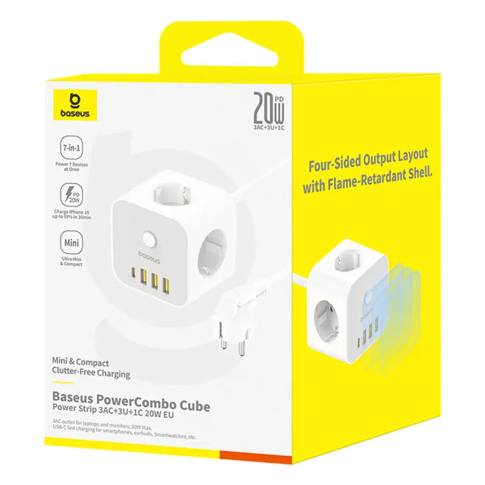 Baseus PowerCombo 7 в 1 Power Strip Cube 3 AC + 3 x USB-A