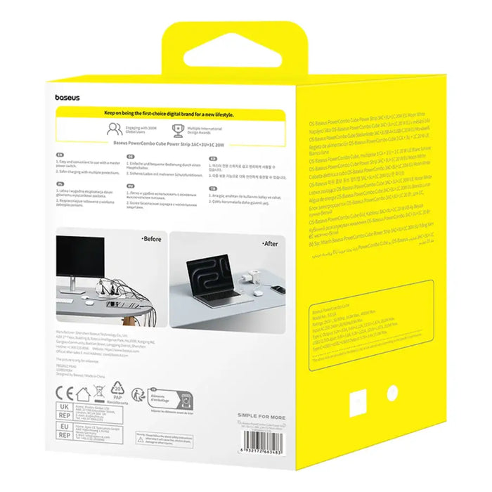 Baseus PowerCombo 7 в 1 Power Strip Cube 3 AC + 3 x USB-A