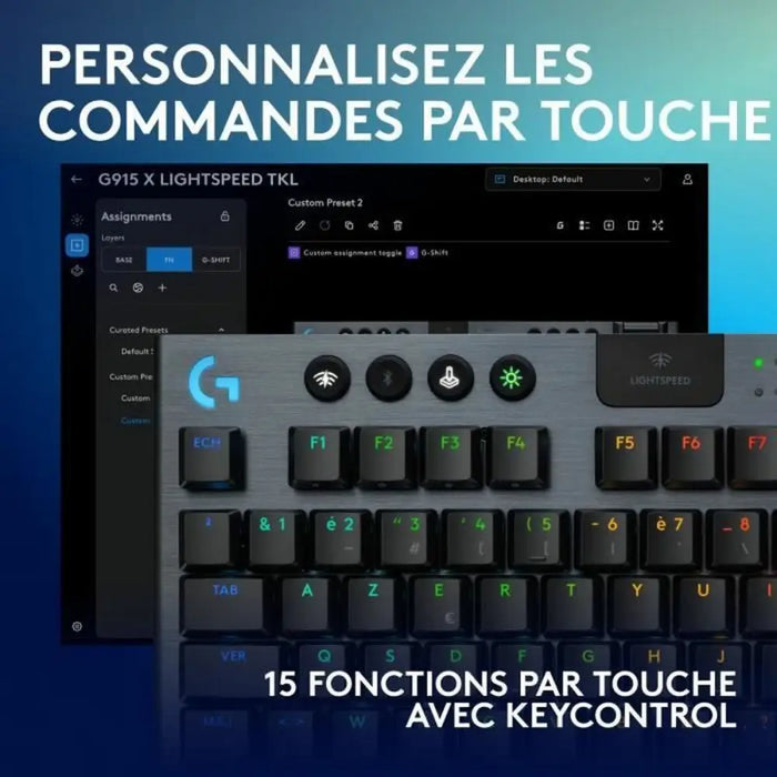 Безжична клавиатура Logitech G915 TKL X Черен AZERTY