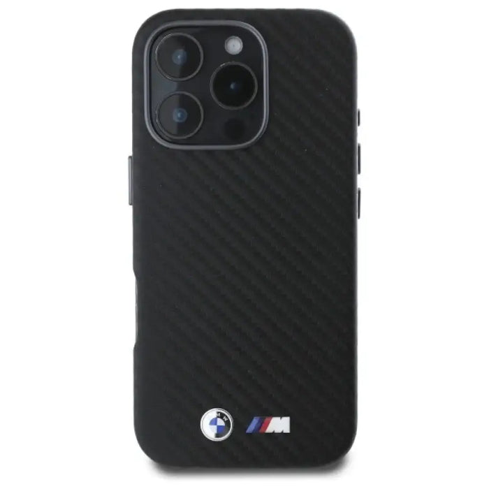 BMW Carbon Wrapped Metal iPhone 16 Pro Max Case - черен