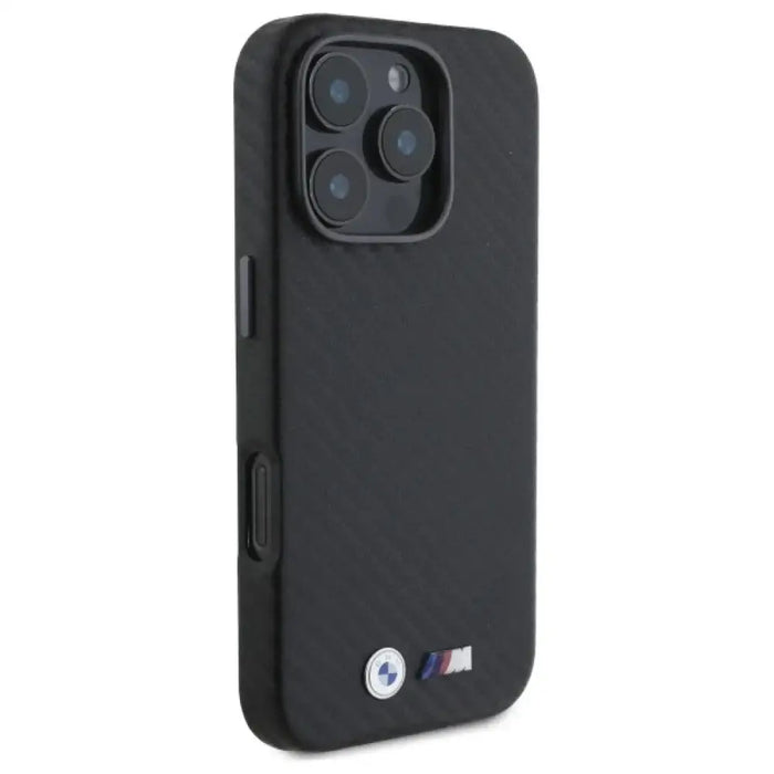 BMW Carbon Wrapped Metal iPhone 16 Pro Max Case - черен