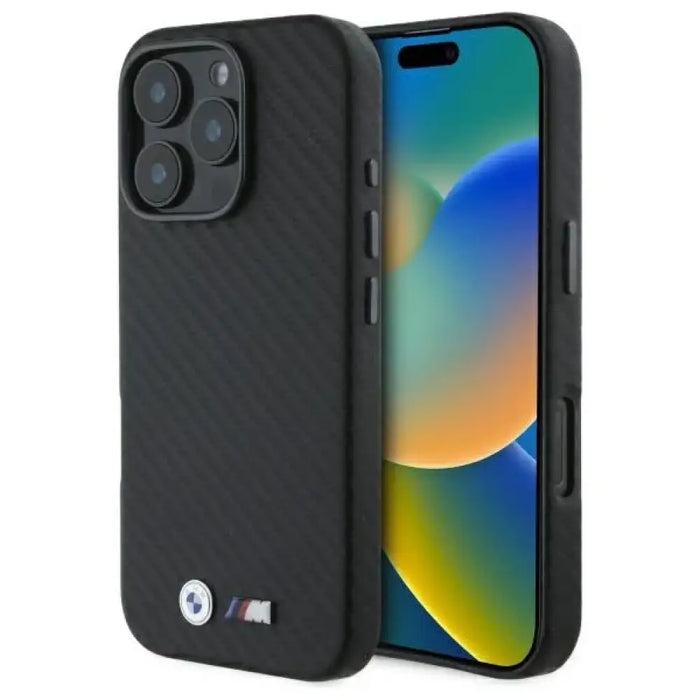 BMW Carbon Wrapped Metal iPhone 16 Pro Max Case - черен