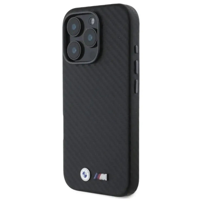 BMW Carbon Wrapped Metal iPhone 16 Pro Max Case - черен