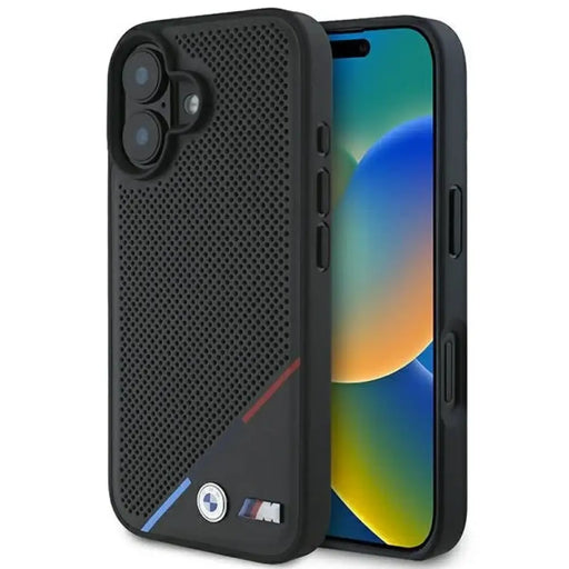 BMW M Perforated Tricolor Line MagSafe калъф за iPhone 16