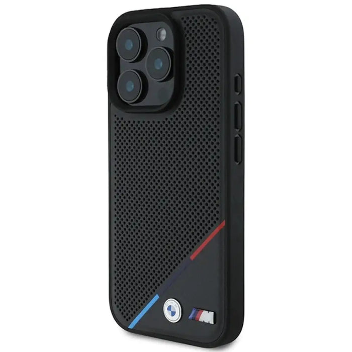 BMW M Perforated Tricolor Line MagSafe калъф за iPhone 16