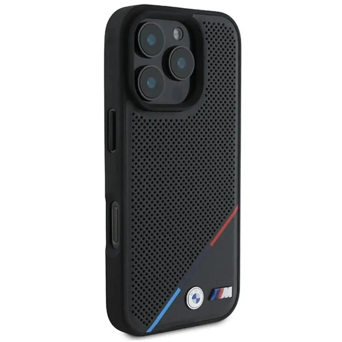 BMW M Perforated Tricolor Line MagSafe калъф за iPhone 16
