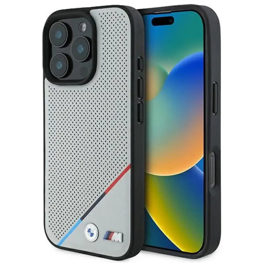 BMW M Perforated Tricolor Line MagSafe калъф за iPhone 16