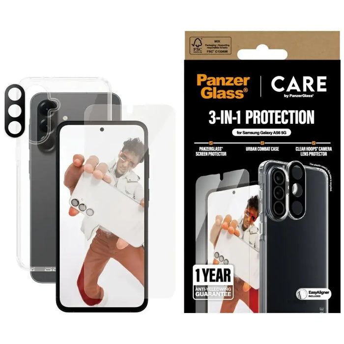 CARE by PanzerGlass Flagship 3in1 Case + стъкло + леща