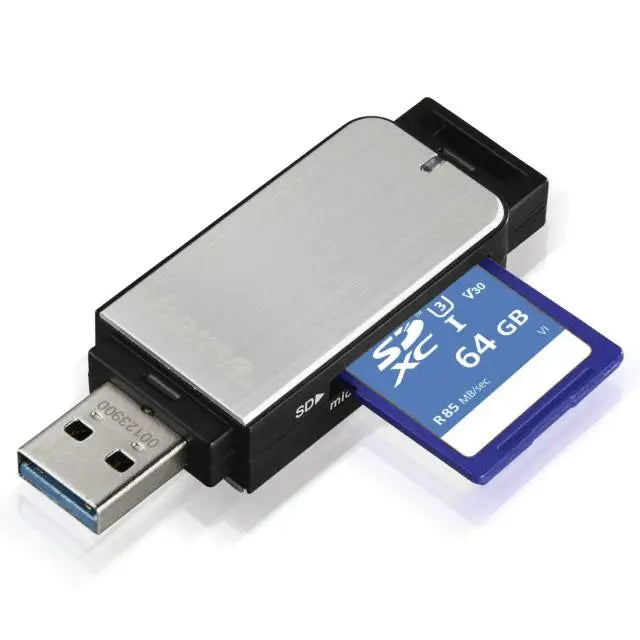 Четец за карти HAMA USB 3.0 SD/microSD сребрист