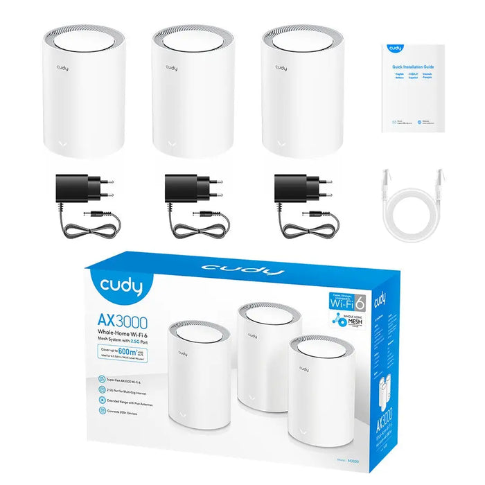 CUDY M3000(3-Pack) AX3000 Wi-Fi 6 Mesh 2.5G