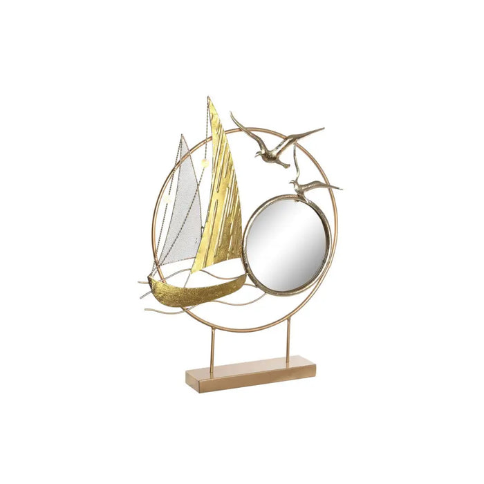 Декоративна фигурка DKD Home Decor Огледало Златен Метал