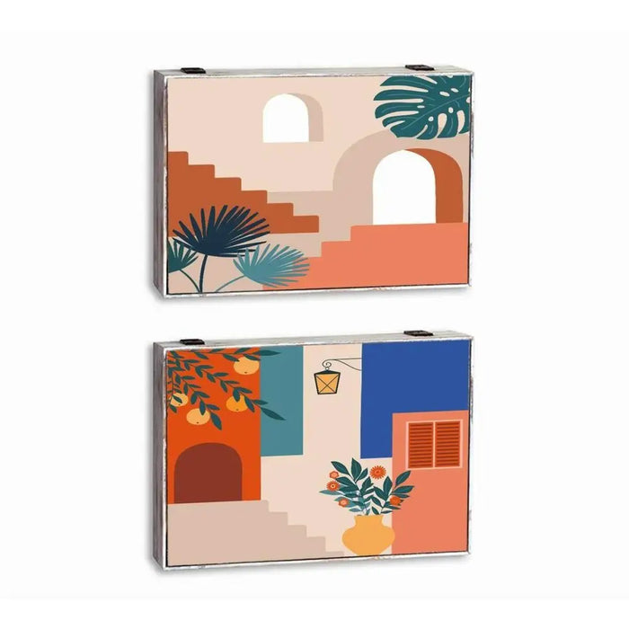 Декоративна кутия DKD Home Decor Многоцветен Дървен MDF