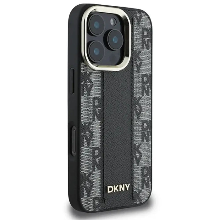 DKNY кариран калъф Magsafe за iPhone 16 Pro - черен
