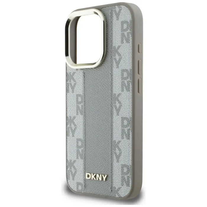 DKNY кариран калъф Magsafe за iPhone 16 Pro - бежов