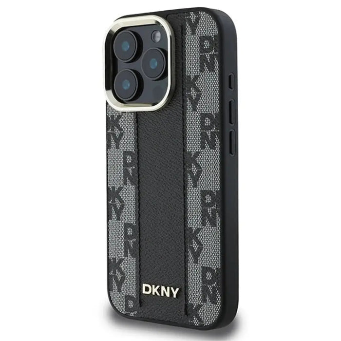 DKNY кариран калъф Magsafe за iPhone 16 Pro - черен