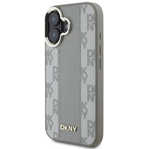 DKNY кариран калъф Magsafe за iPhone 16 - бежов