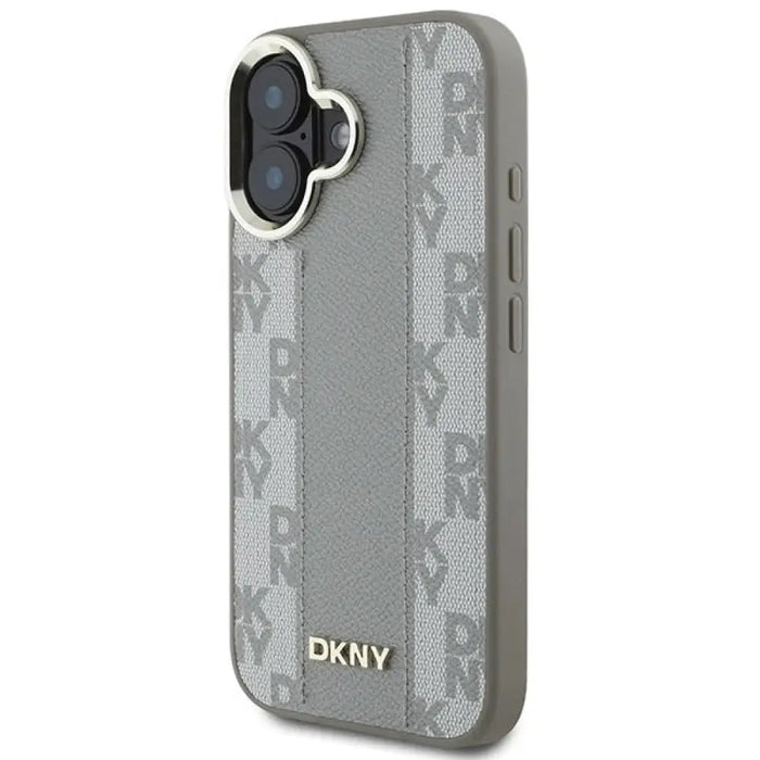 DKNY кариран калъф Magsafe за iPhone 16 - бежов