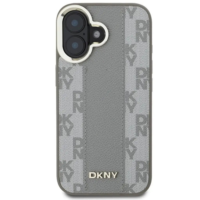 DKNY кариран калъф Magsafe за iPhone 16 - бежов