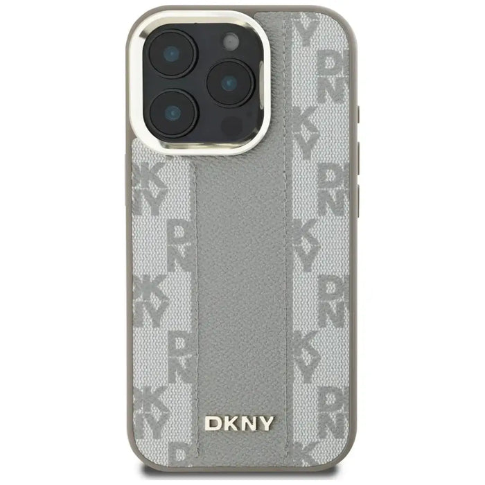 DKNY кариран калъф Magsafe за iPhone 16 Pro - бежов