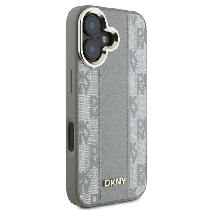 DKNY кариран калъф Magsafe за iPhone 16 - бежов