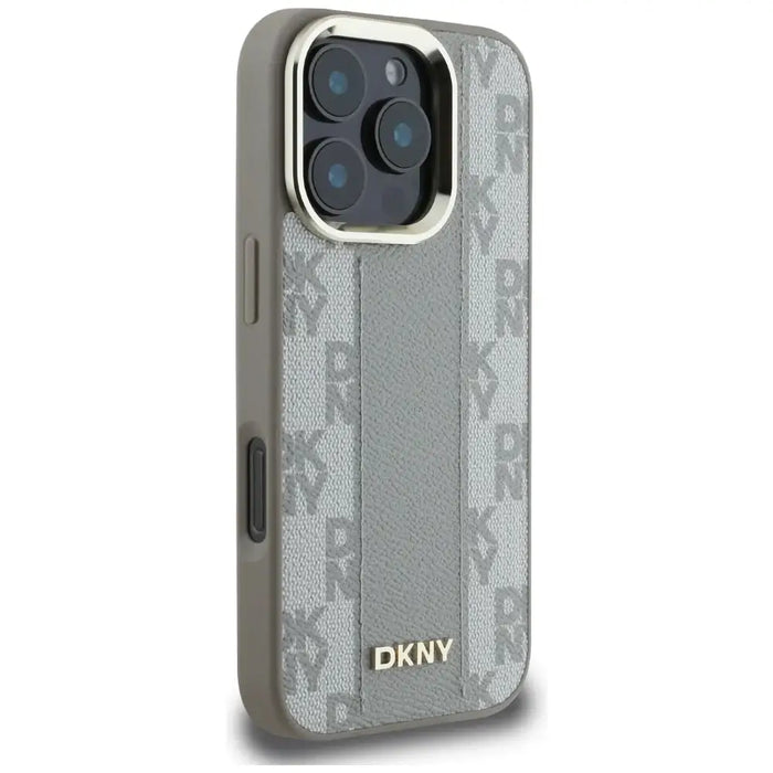 DKNY кариран калъф Magsafe за iPhone 16 Pro - бежов