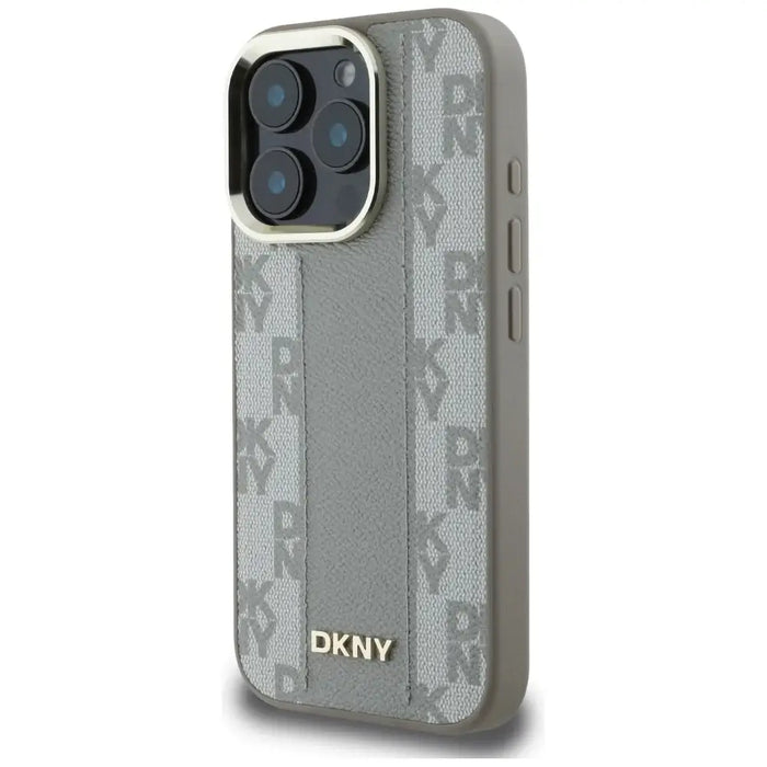 DKNY кариран калъф Magsafe за iPhone 16 Pro - бежов