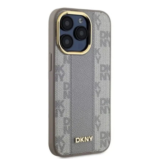 DKNY кожен кариран мономонен калъф MagSafe за iPhone 15 Pro