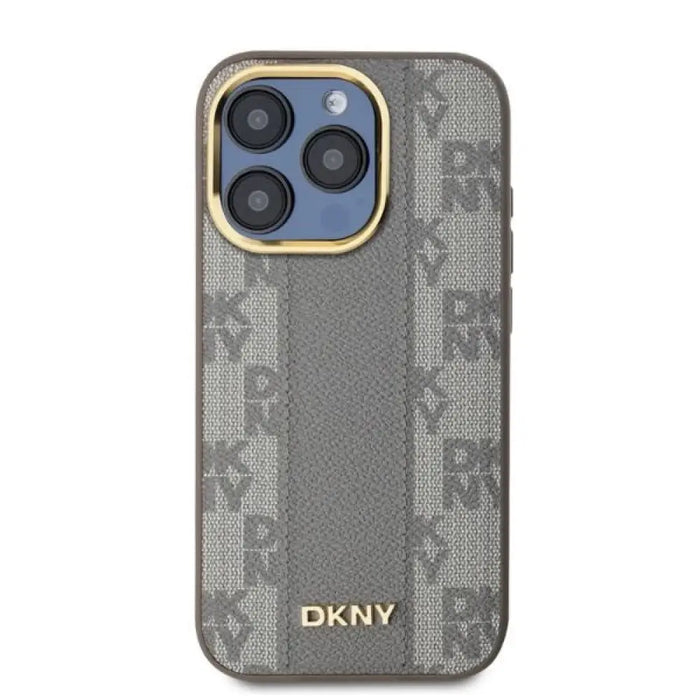 DKNY кожен кариран мономонен калъф MagSafe за iPhone 15 Pro
