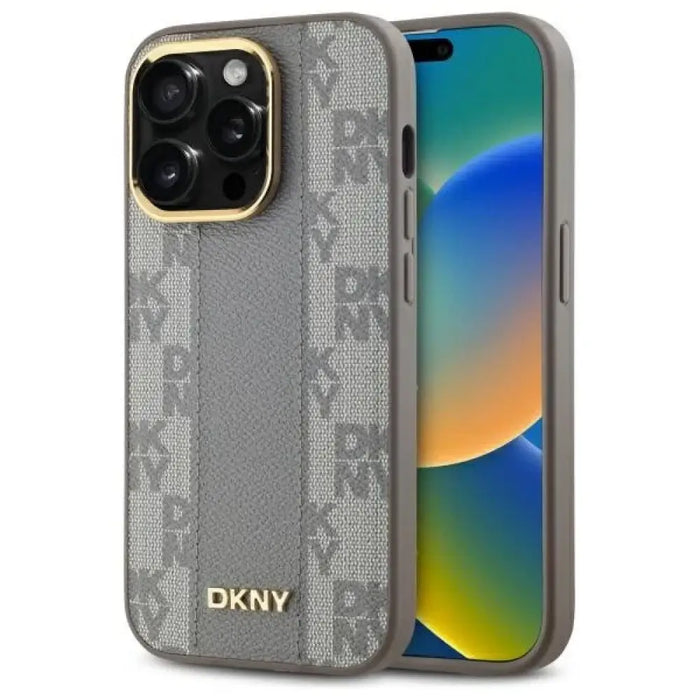 DKNY кожен кариран мономоно калъф MagSafe за iPhone 14 Pro