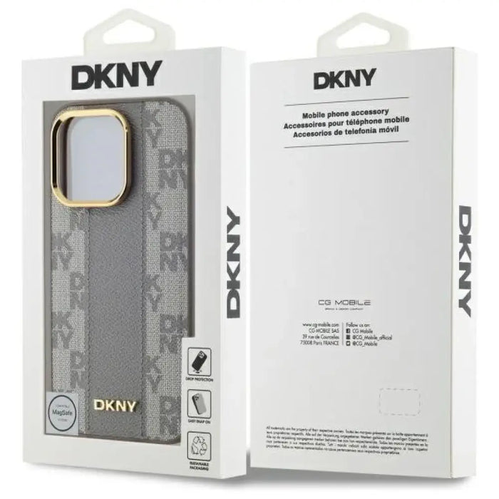 DKNY кожен кариран мономоно калъф MagSafe за iPhone 14 Pro