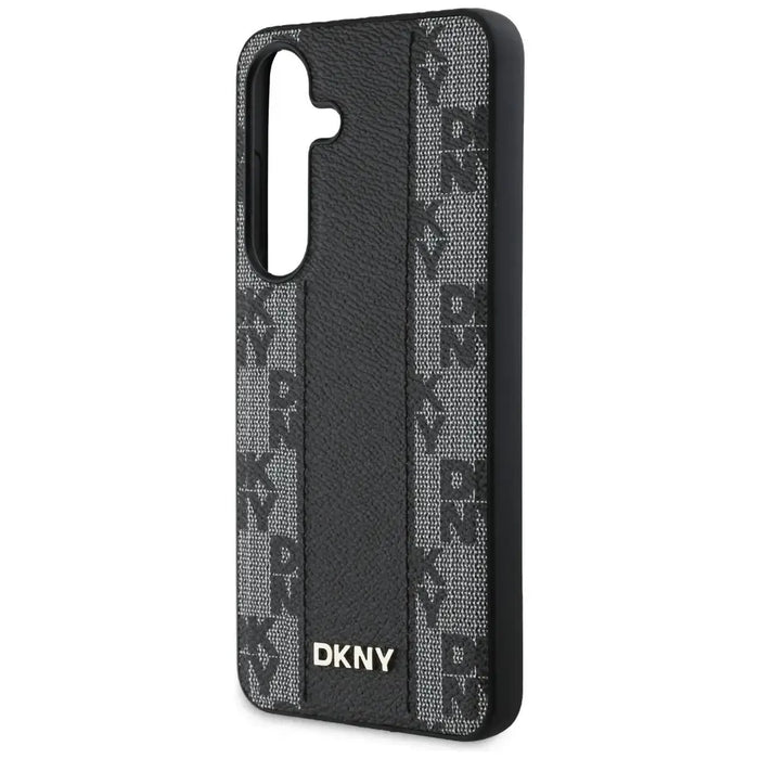 DKNY кожен кариран калъф MagSafe за Samsung Galaxy S25 черен