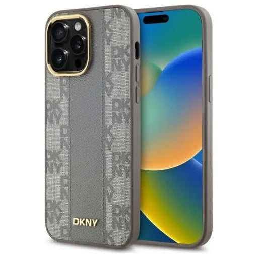 DKNY кожен кариран мономонен калъф MagSafe за iPhone 14 Pro