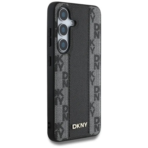 DKNY кожен кариран калъф MagSafe за Samsung Galaxy S25 черен