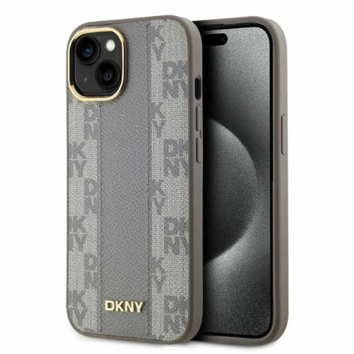 DKNY кожен кариран мономоно калъф MagSafe за iPhone 14
