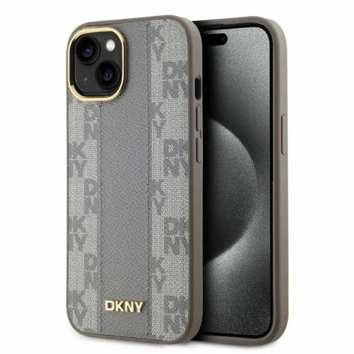 DKNY кожен кариран мономоно калъф MagSafe за iPhone 14