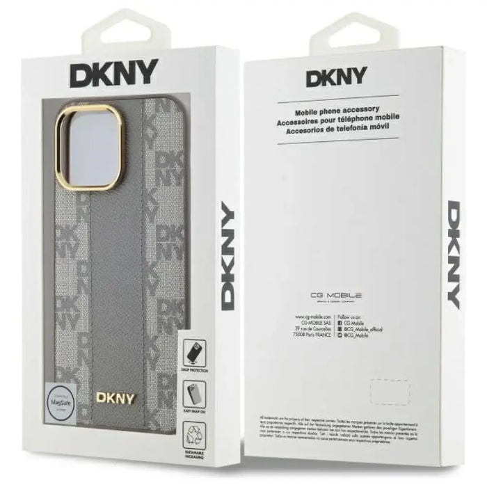 DKNY кожен кариран мономонен калъф MagSafe за iPhone 14 Pro