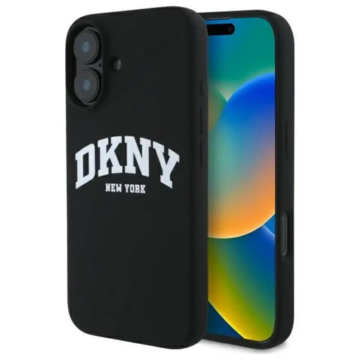 DKNY силиконов бял щампован лого MagSafe калъф за iPhone 16