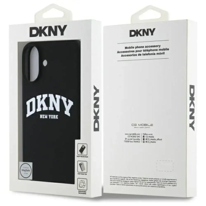 DKNY силиконов бял щампован лого MagSafe калъф за iPhone 16