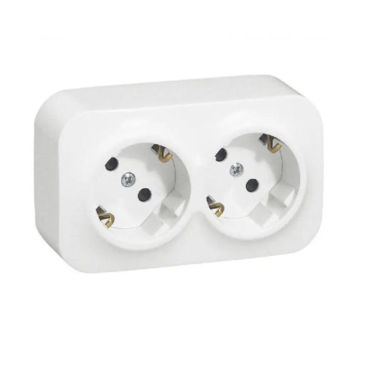 ДВОЕН КОНТАКТ ШУКО 16А С ДЕТСКА ЗАЩИТА ЗА ОТКРИТ МОНТАЖ