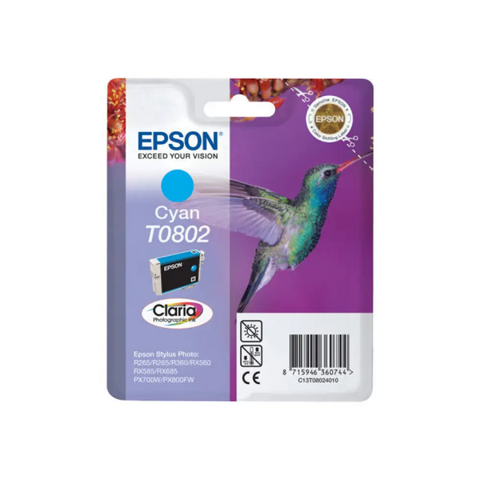 EPSON 1LB T0802 касета с мастило циан стандартен капацитет